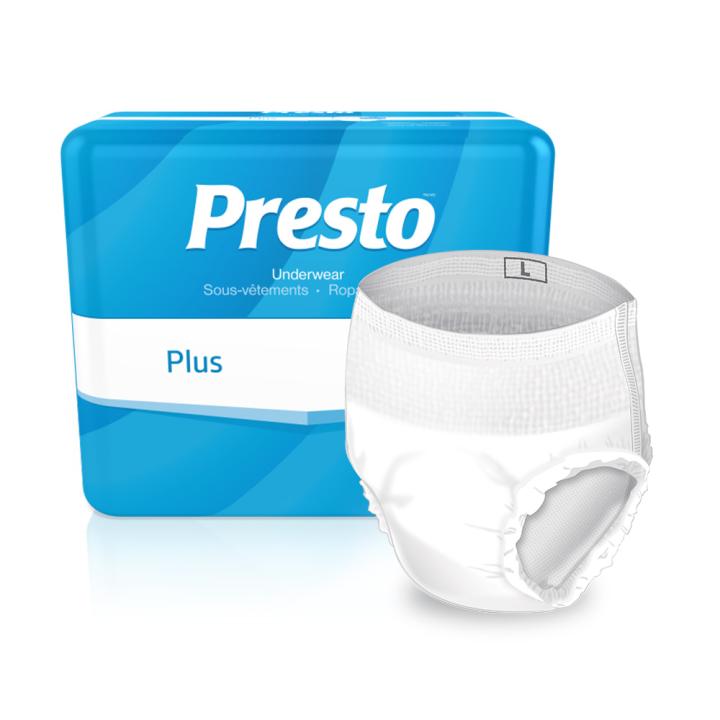 Presto Supreme Breathable Incontinence Underwear for Women and Men -  Disposable, Odor Eliminator, Small - 80 ct (4 bags of 20) : :  Health & Personal Care